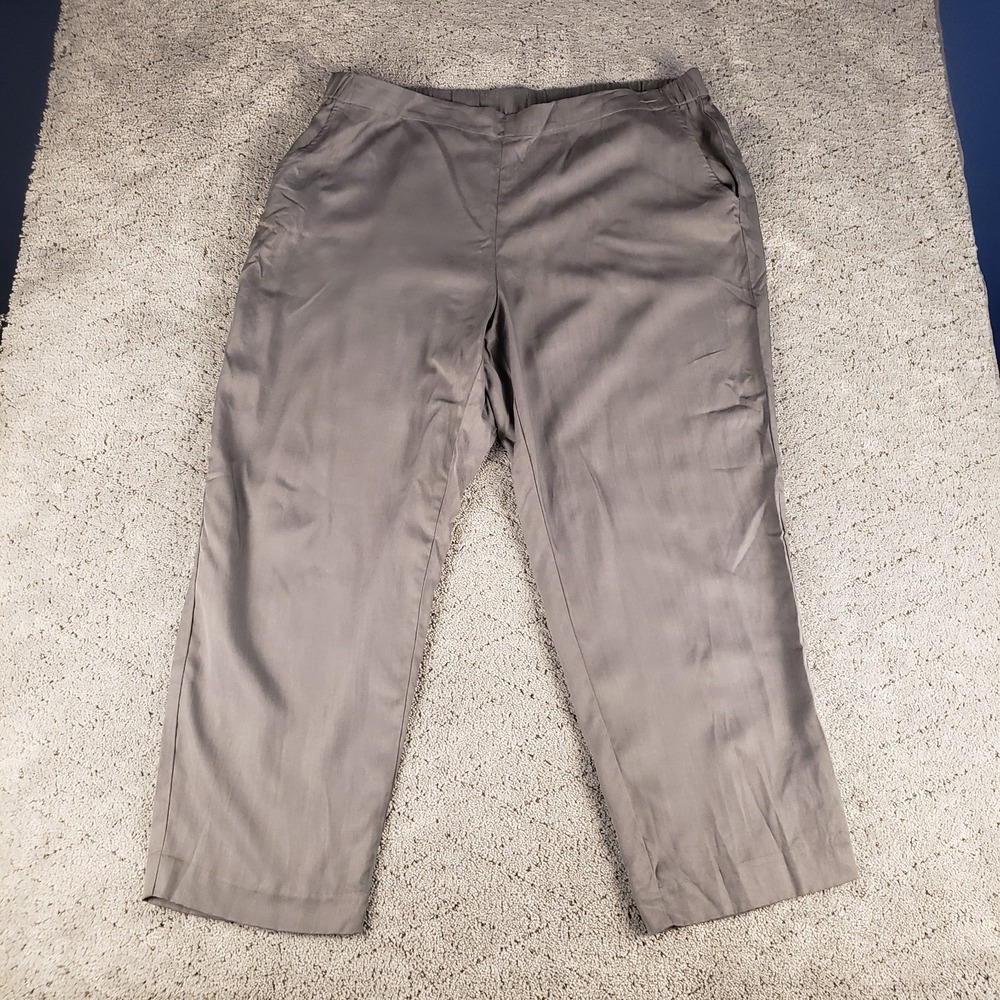 Pure Jill Pants Womens XL Gray Pull On Wide Leg High‎ Rise Relaxed Straight
